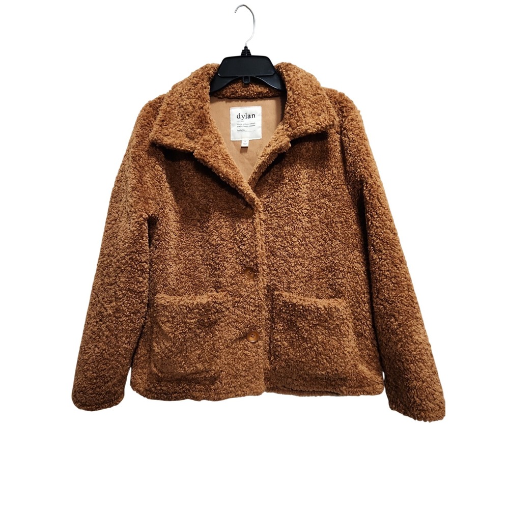 Dylan Los Angeles Cognac Brown Teddy Fleece Faux Fur Jacket 81W104MOF Mens M